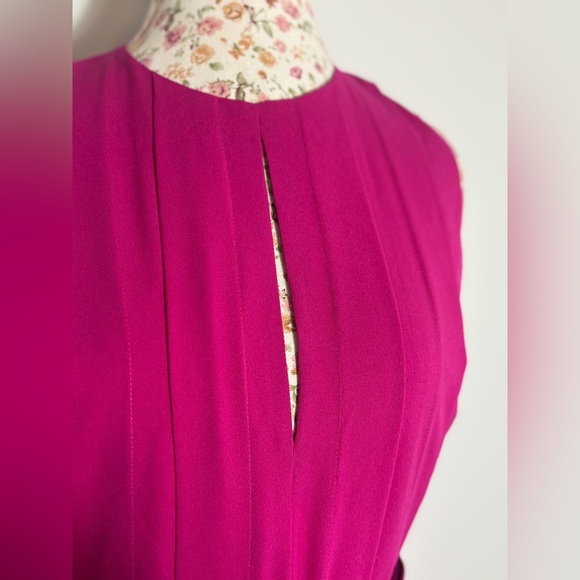 Belle Badgley Mischka Arya Fuchsia Keyhole Halter A-Line Midi Dress Size 10 NWT - Picture 4 of 11